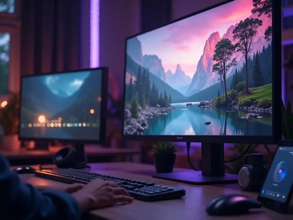 4K рекламный шот, сгенерированный Veo 3 ИИ, на большом студийном дисплее
