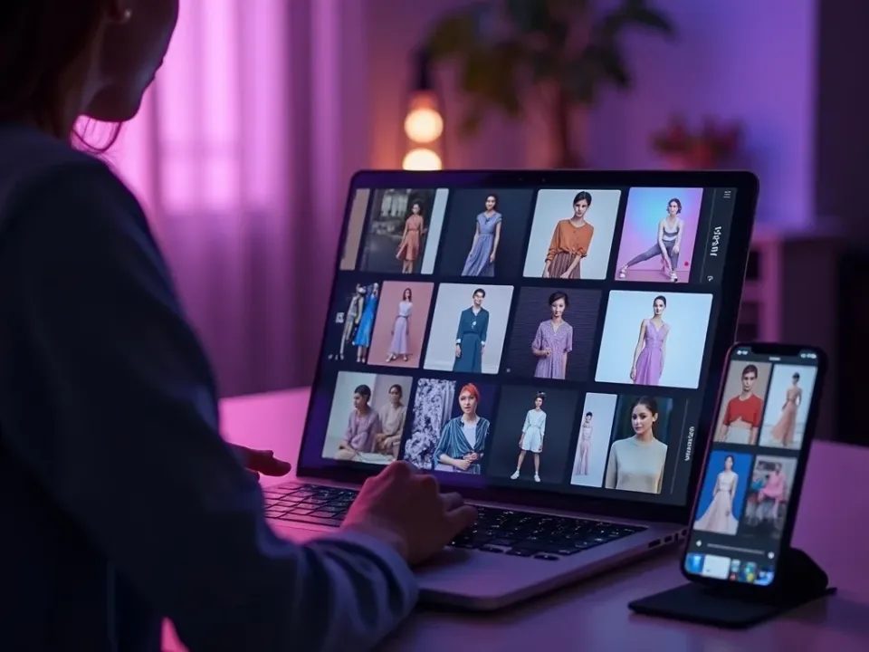 Eine Galerie von Fashion-Video-Templates auf dem Bildschirm