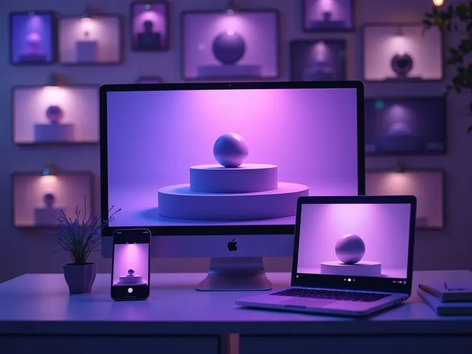 Uma galeria de templates de vídeo de produto na tela